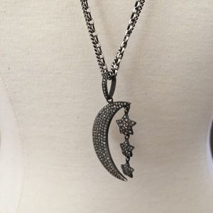 Moon and stars silver necklace